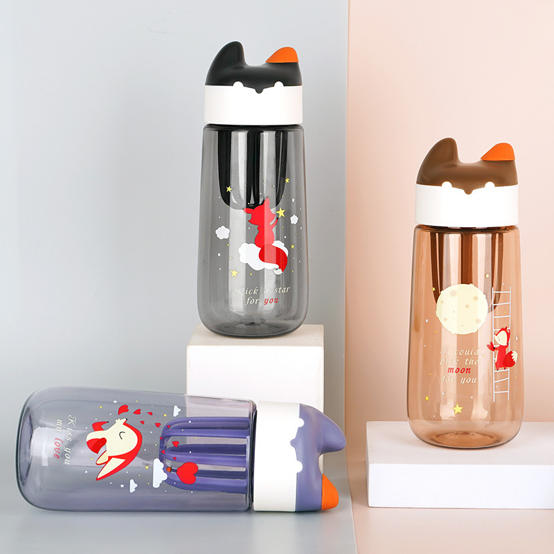 Cute cat drinking cups for primary school students 2024 summer plastic cups, portable and durable water cups, advertising gifts wholesale full figure