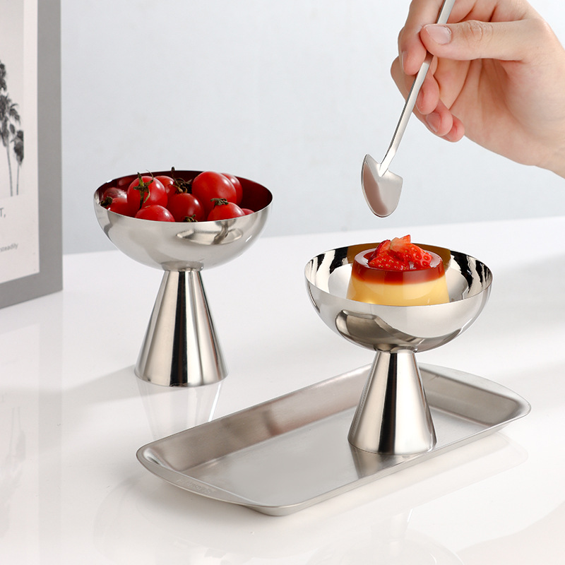 304 stainless steel ice cream bowl, yogurt pudding bowl, ice cream dessert cup, milkshake cup, smoothie cup, salad bowl, fruit plate full figure