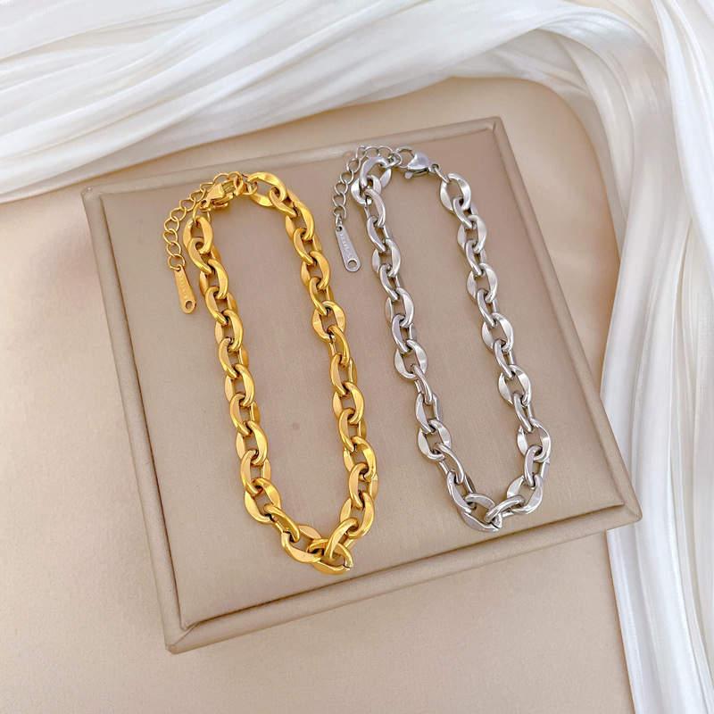 【 All-titanium Steel 】 Hip-hop style chain Dongdaemun Personalized bracelet, retro birthday gift for female Internet celebrity and best friend full figure