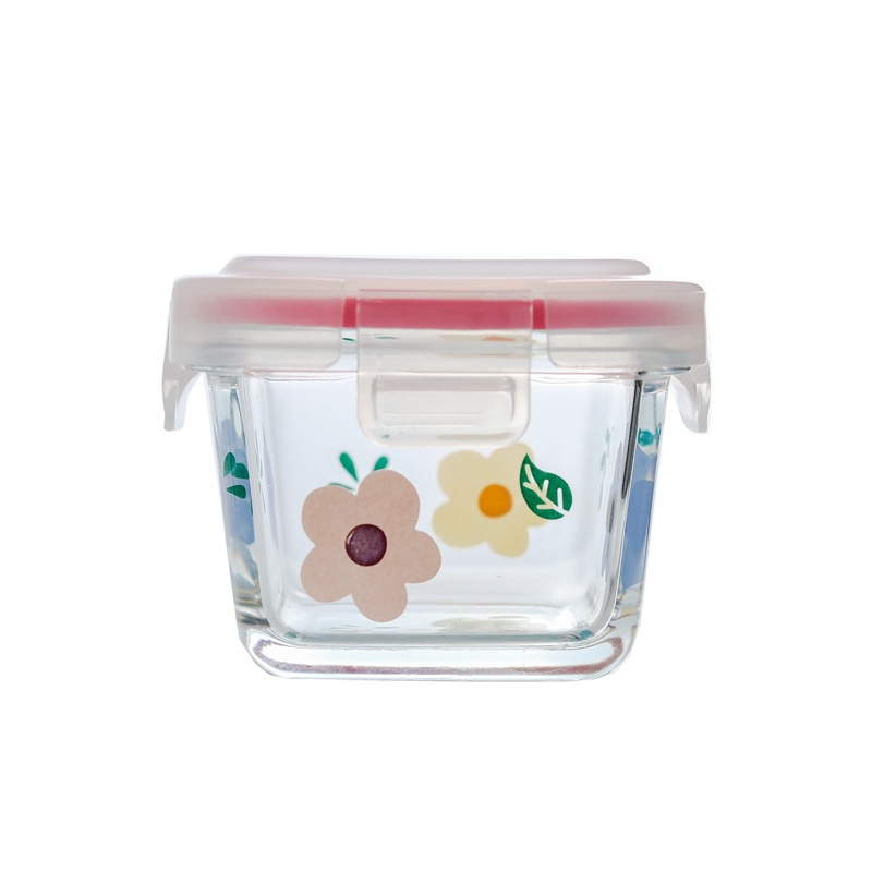 Bird's nest and peach gum portioned, sealed box, glass bottle with lid, portable household mini fresh-keeping box, food-grade jam box Item Picture