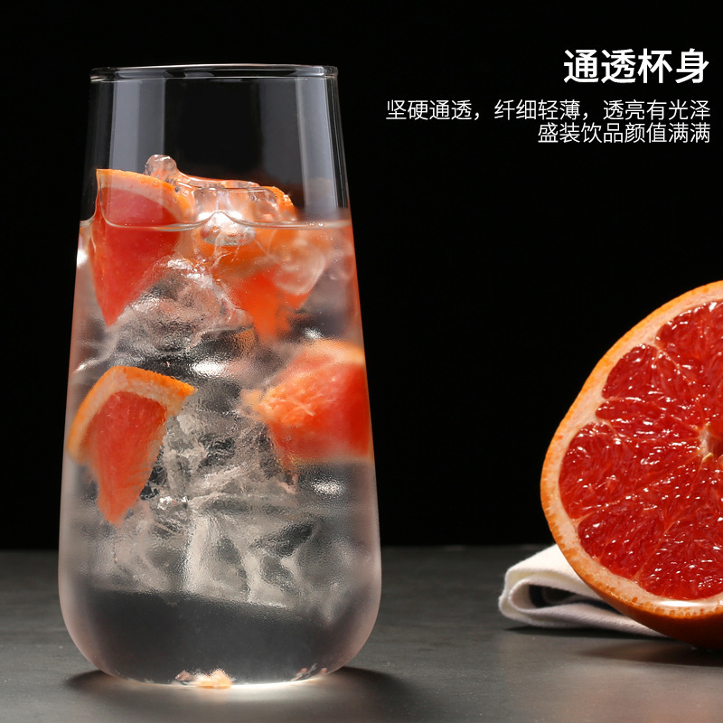 Transparent glass cups, popular Instagram juice cups, milk tea cups, beverage cups, household milk cups, water drop cups, breakfast cups Specification drawing