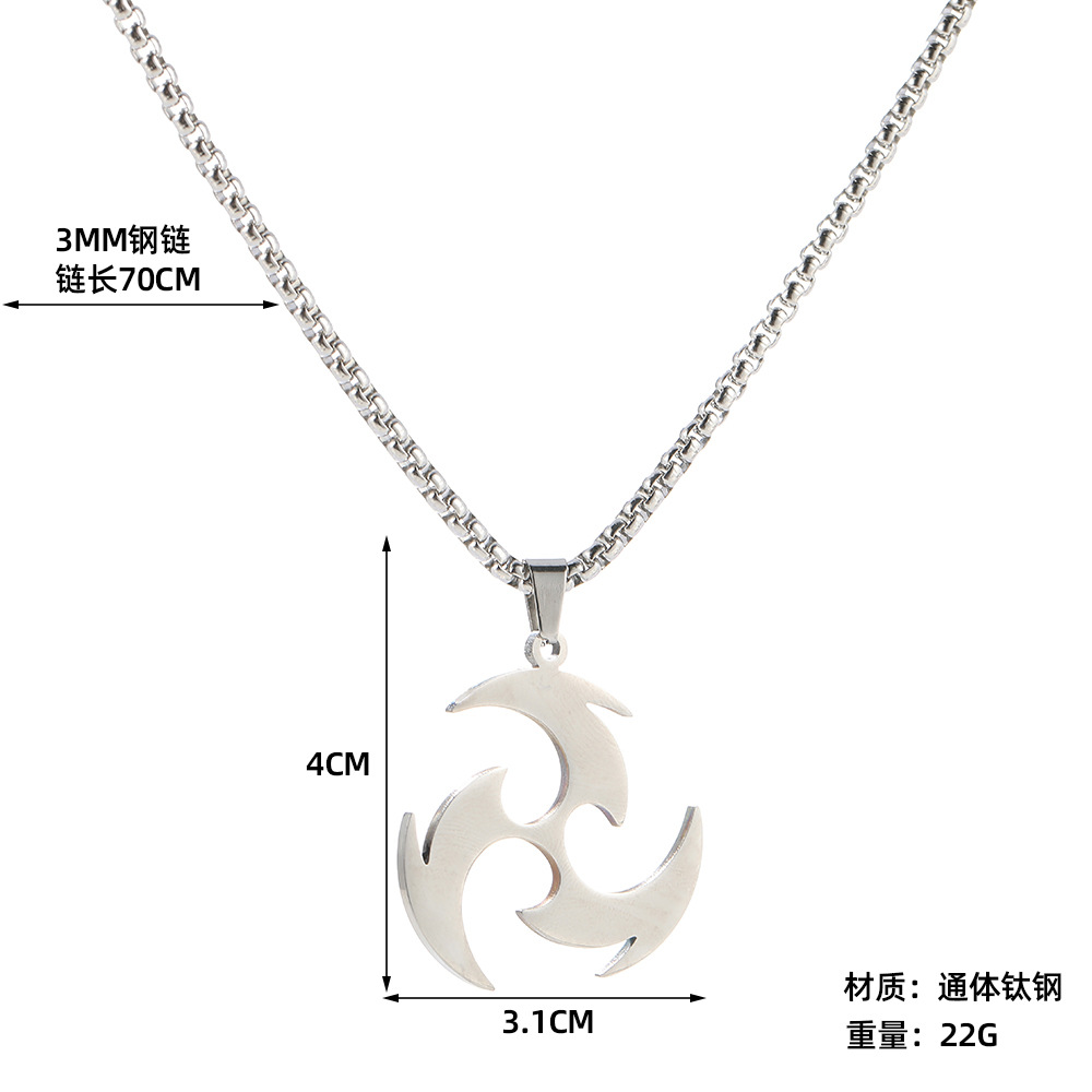 New 2D anime and game peripheral titanium steel pendant for men and women, cartoon hip-hop personality titanium steel necklace Item Picture
