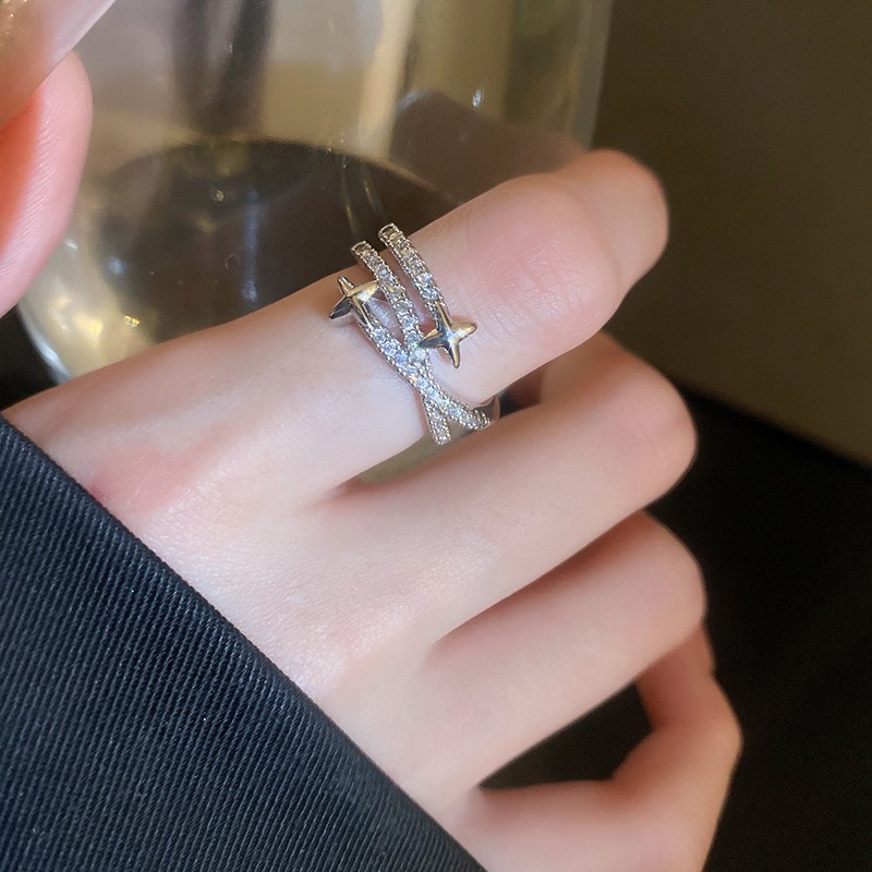 Sweet and cool style, star opening ring, niche design sense, zircon index finger ring, elegant and high-end, versatile jewelry Application Scenario