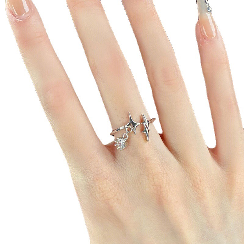 A light luxury and fashionable starry sky open ring, a sweet and cool girl, an Instagram cold style, a niche design, and a high-end ring Item Picture