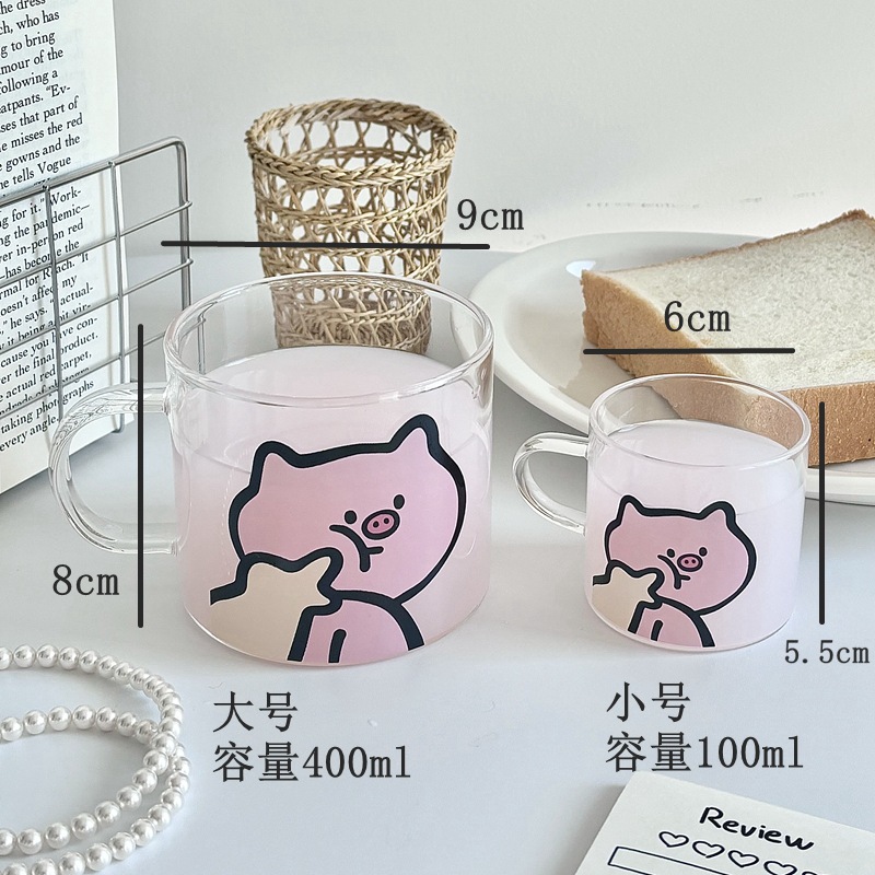 Cute home milk cups, girlish water cups, couple cups, glass cups, high borosilicate cups, heat-resistant coffee cups Application Scenario