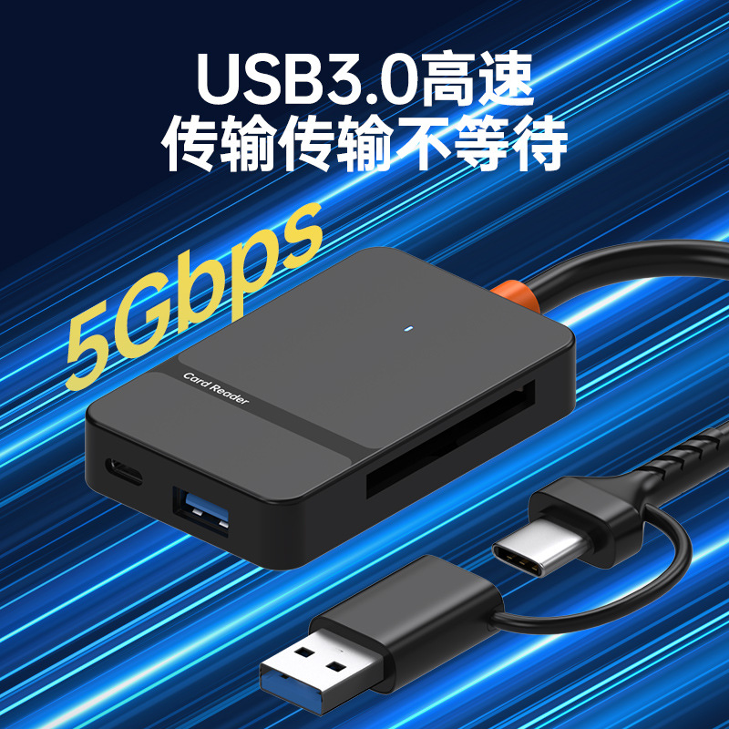 The 8-in-1 multi-functional OTG laptop card reader is compatible with TF/SD/MS/CF cards for both Apple and Android phones details Picture