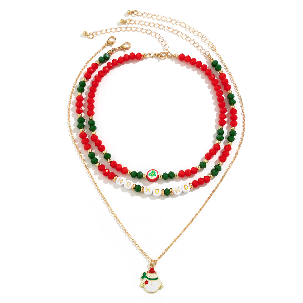 European and American cross-border beaded choker women's necklace, christmas snowman gift, imitation crystal jewelry Item Picture