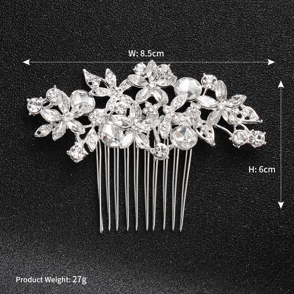 New European and American bridal accessories: Golden floral hair comb, studio makeup plate, hair pin comb, alloy rhinestone hair accessory and headwear Application Scenario