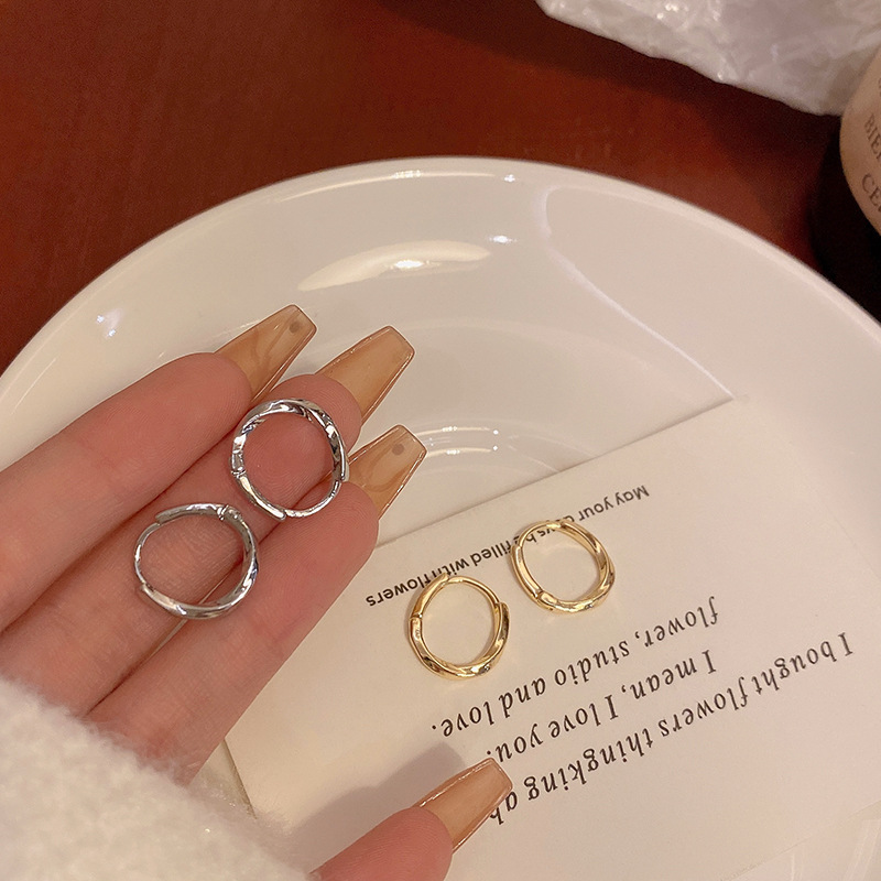 Wholesale of new Korean minimalist plain ear loops, women's light luxury, niche, and trendy twisted earrings and stud earrings full figure