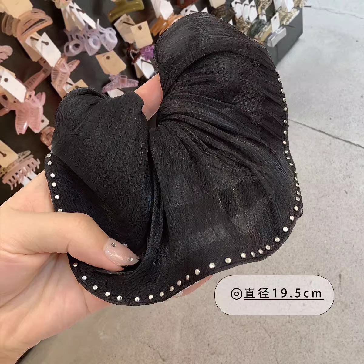 Korean headwear influencer hair accessory 2025 new style accessories: Simple hair tie, oversized pearl large intestine hair band Specification drawing