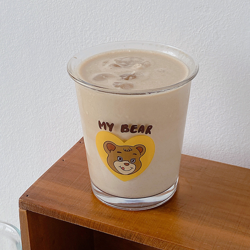 Wholesale of Bolimei cold brew coffee cups, glass cups, breakfast cups, cute bear cups, water cups, and girlish hearts details Picture