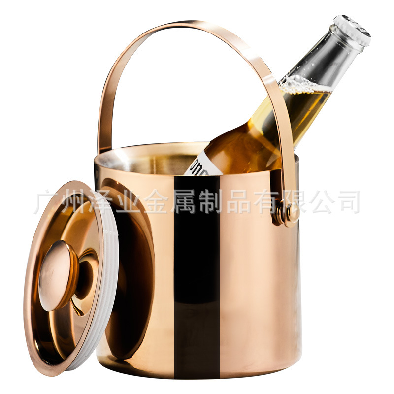 Cross-border high-quality double-layer insulated stainless steel ice bucket, ice cube bucket, bar TKV commercial and household ice granule bucket Item Picture
