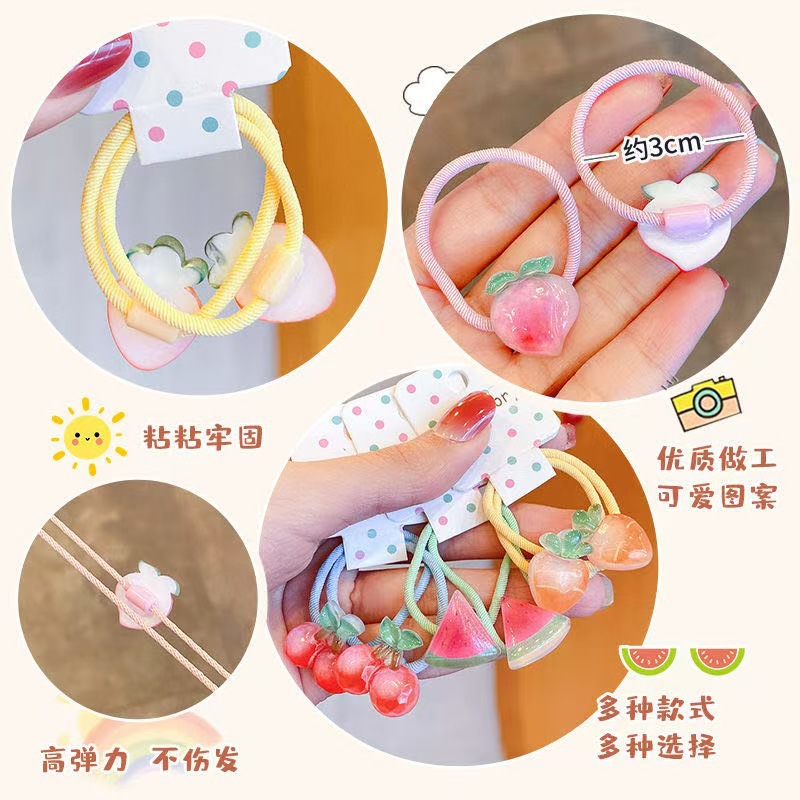 Summer cute fruit hair bands, high-elasticity rubber bands, baby girls' hair ties that won't damage children's little girls' hair ties Specification drawing