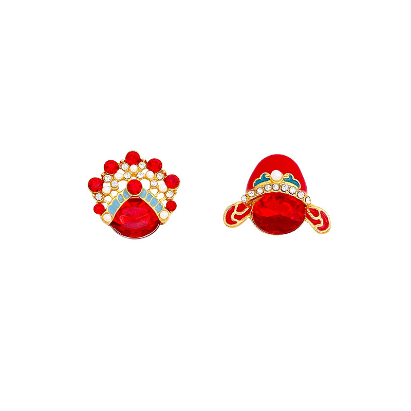 Chinese-style national trend earrings, women's unique ethnic style, exquisite micro-inset red zircon New Year earrings, high-end earrings Item Picture