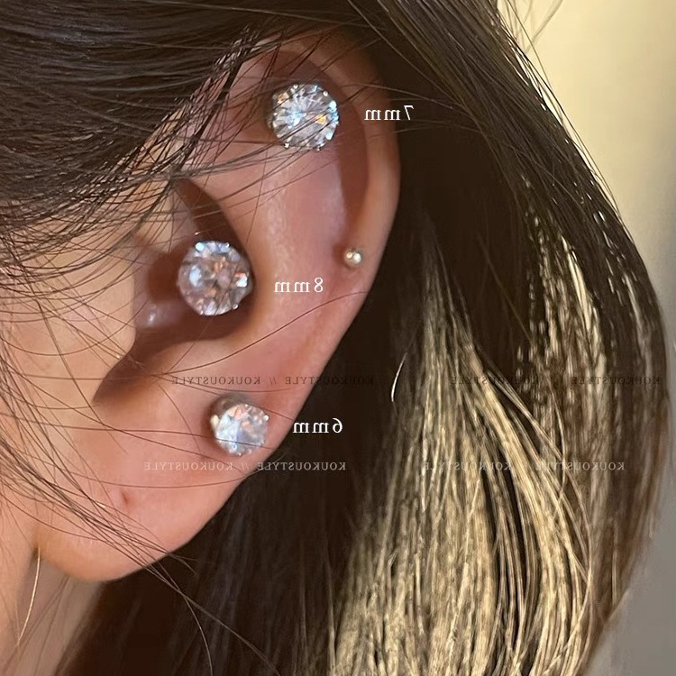 Flash cochlear nail magnet cochlear nail male no ear hole magnetic ear bone clip Cochlear zircon magnetic ear bone nail full figure
