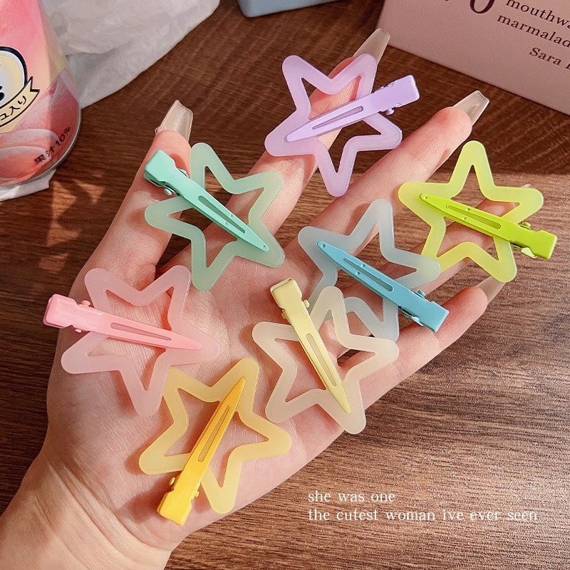Sweet girl star hair clips, jelly, colorful and versatile hair accessories, headwear, side bangs clips, children's hair clips wholesale Specification drawing