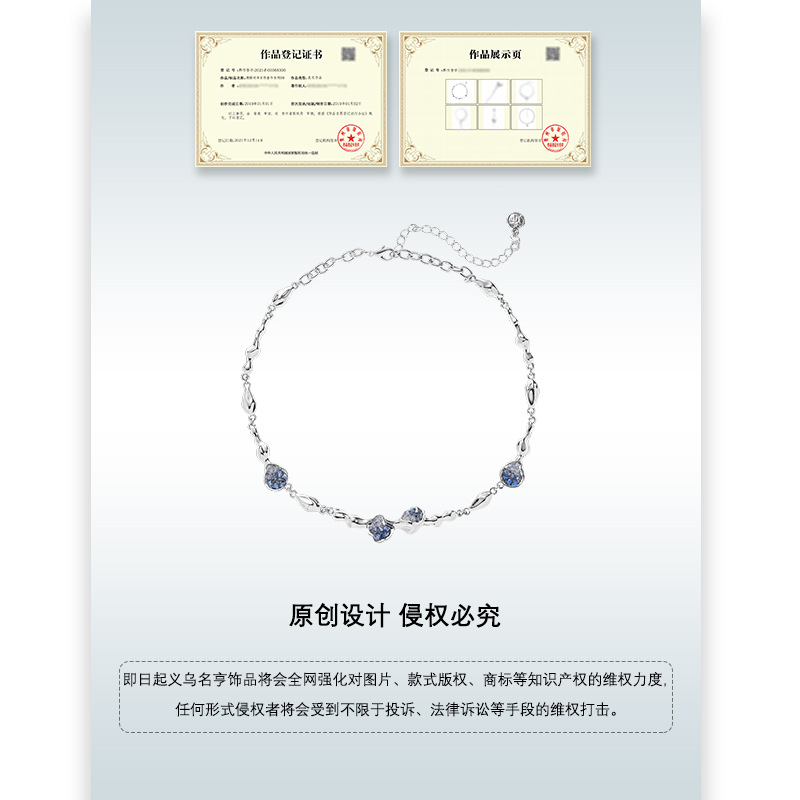 Original blue gradient glass bead jewelry wholesale, cold style light luxury ins necklace, versatile and high-end necklace for women Application Scenario
