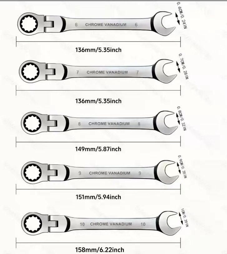 12PC dual-purpose ratchet wrench adjustable head set for auto repair tools, 72-tooth 12-piece ratchet wrench set undefined