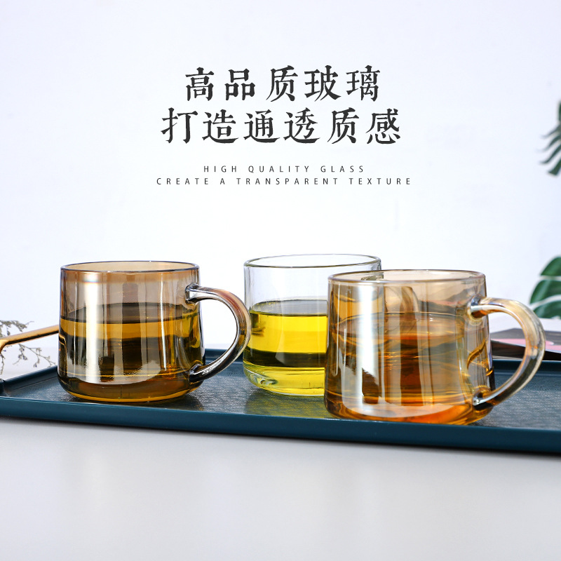 350ml amber creative coffee cup, simple thickened mug, transparent glass cup, high appearance level water cup for brewing tea Application Scenario