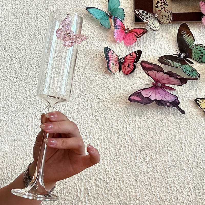 High borosilicate glass cup, light luxury universal tall glass, champagne girls' water cup, high appearance level, ins style ladies' wine glass details Picture
