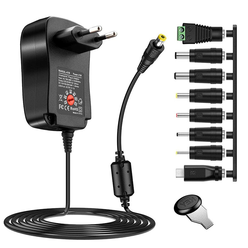 41W6-24V adjustable voltage power supply, 15V, 18V, 20V, 24V multi-functional adapter, AC/DC power supply, European standard Item Picture