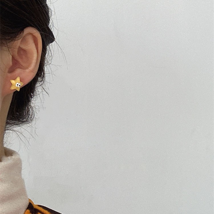 s925 Dopamine candy-colored jelly Stud Earrings, cute and translucent sequined star Cloud Big Eye earrings and earrings details Picture