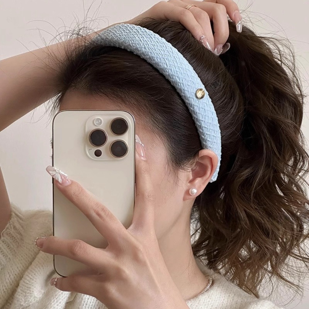 Gold Label blue hairband for Women 2025 New high top pressure hair wash headband Sweet girl Versatile hairpin headwear details Picture