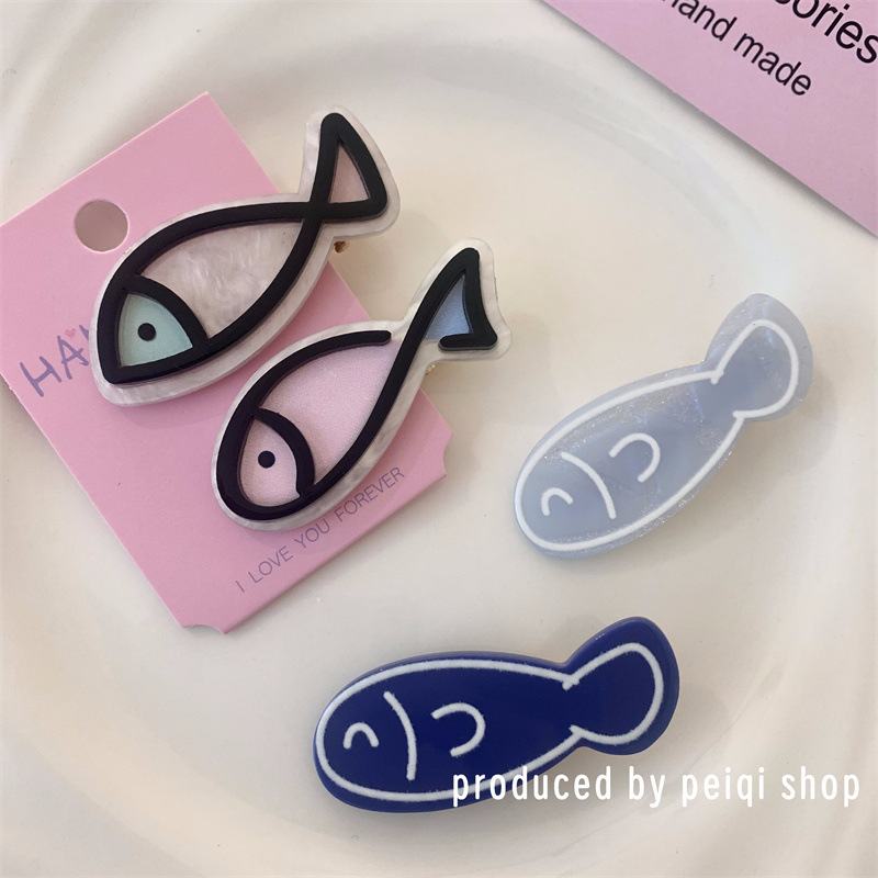 Cartoon little fish dolphin hair clips, girlish and childlike acrylic bangs clips, cute hair clips, side clips, hair accessories Specification drawing