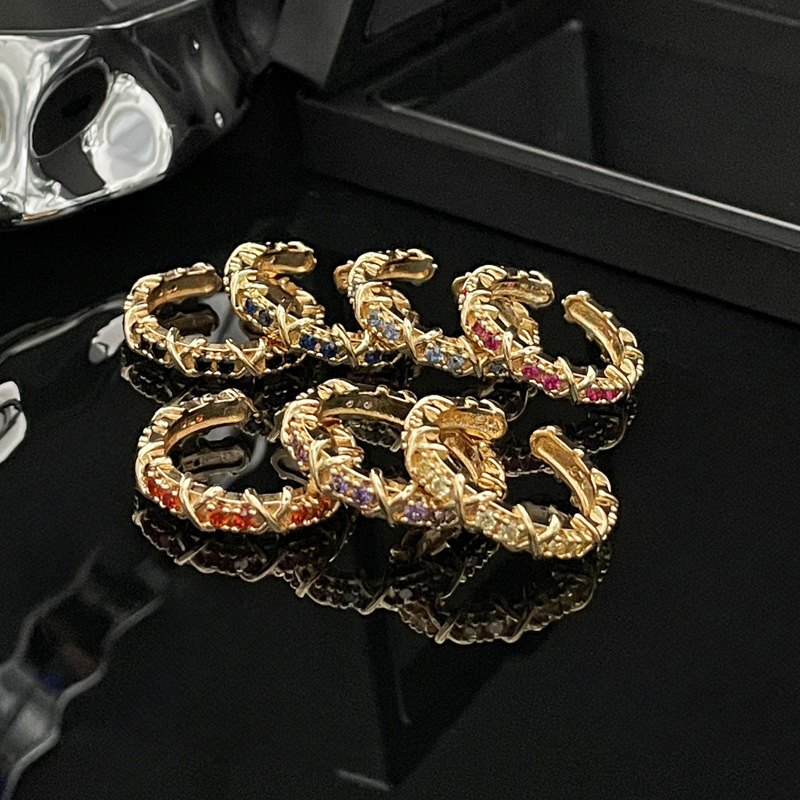 New rose gold color diamond zircon cross opening ring for women on Instagram, a cold style and light luxury girl's versatile ring details Picture