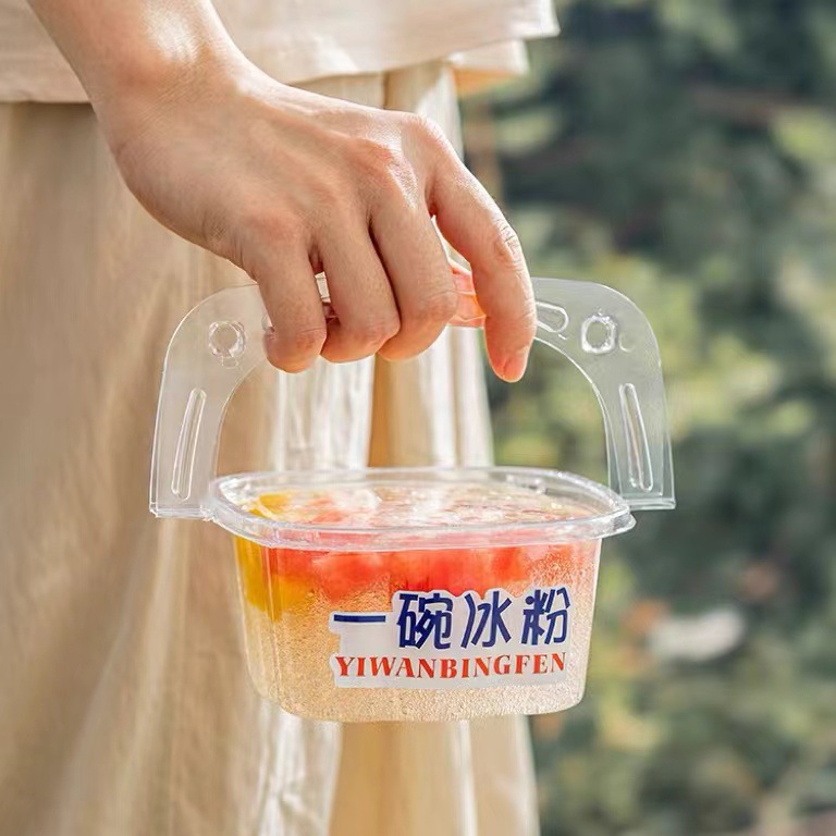 Ice powder packaging boxes, disposable special bowls for desserts, coconut jelly, fruit scoop, taro paste buckets, packaging boxes, for street vendors Specification drawing