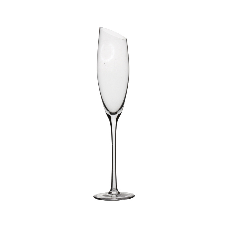 Handcrafted crystal glass champagne glasses, tall wine glasses, sparkling wine glasses, flute champagne glasses, slanted champagne glasses in stock Item Picture