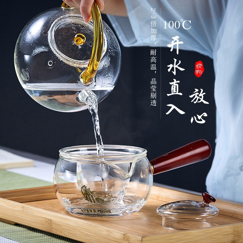 Side-handle separated teapot, electric ceramic stove, special tea brewing apparatus, high-temperature resistant kettle, high borosilicate household tea set Application Scenario