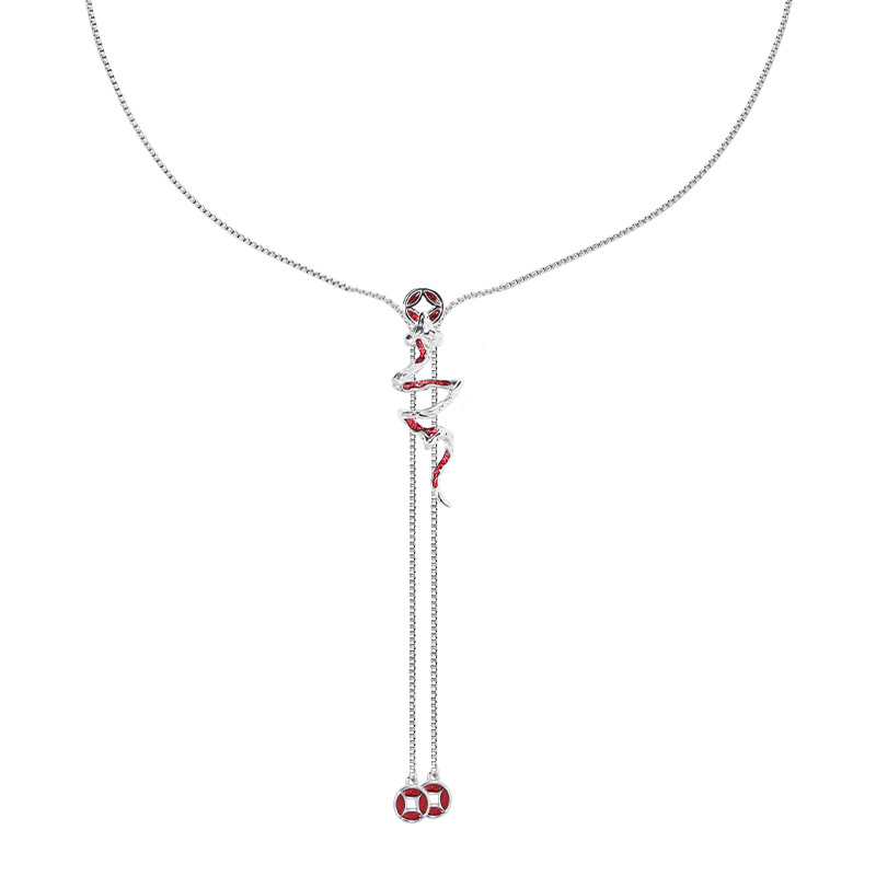 This is a rare and stylish "Spirit Snake necklace" for women, featuring a high-end silver sweater chain that can be pulled out and adjusted. It is a delicate necklace Item Picture