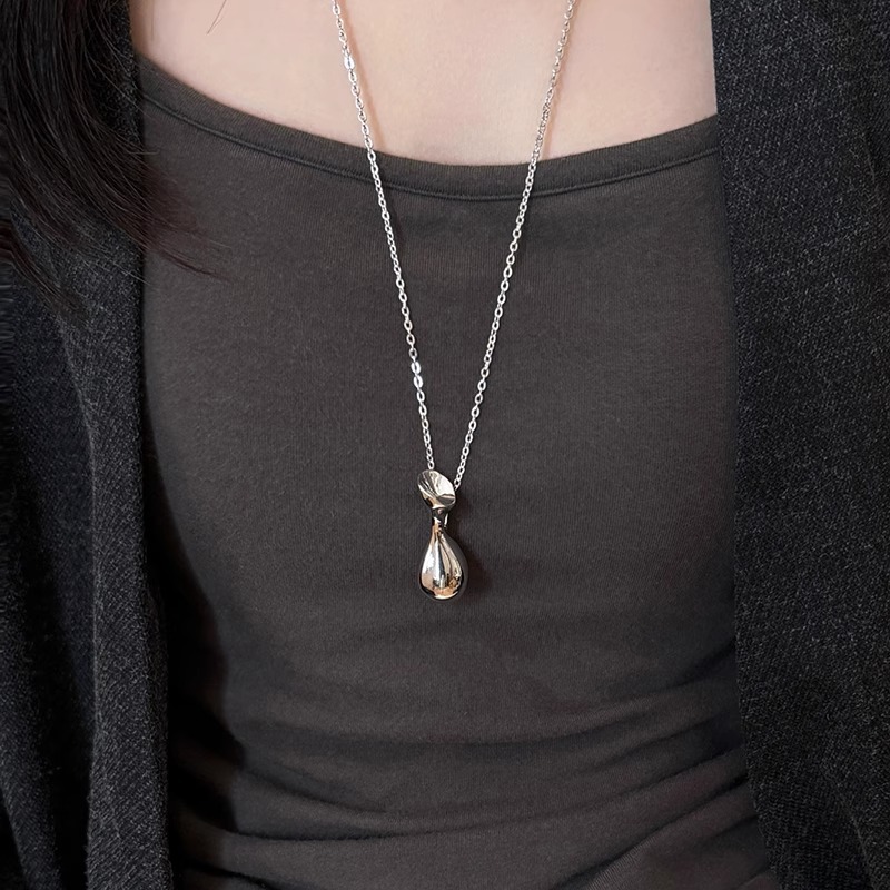 Metal woven bag, long necklace, women's Korean niche Instagram, personalized, fashionable and versatile neck chain, sweater chain Application Scenario