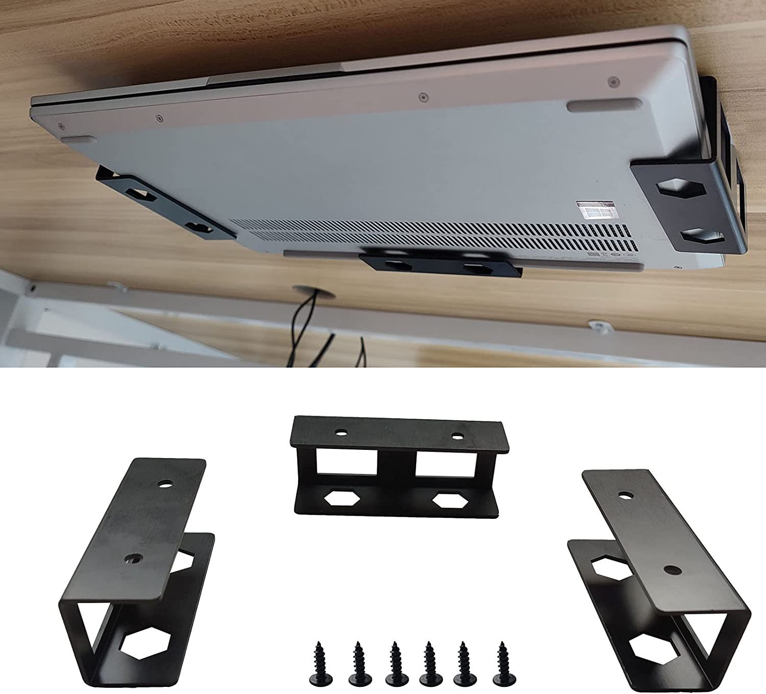 Amazon's best-selling under-desk laptop storage stand and ebay's new brand under-desk laptop storage stand full figure