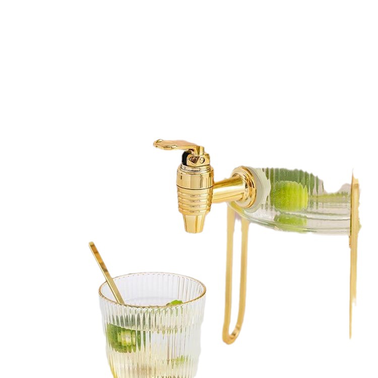 Glass jars with faucets, beer buckets, household water cups, juice jugs, cola buckets, self-service beverage buckets, new Chinese-style bamboo-covered teapots Item Picture