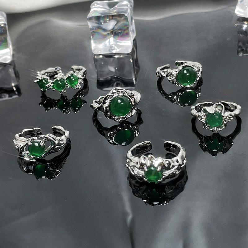 Retro Chinese trend, ancient style imitation jade open ring, women's unique and fashionable, ins style, niche and high-end index finger ring Application Scenario