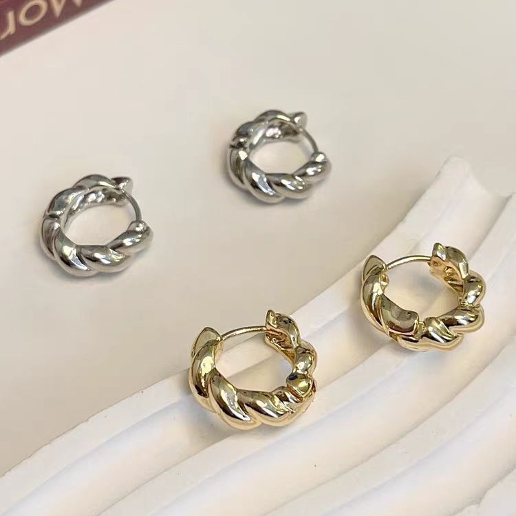 High-end light luxury metal twist ear buckle earrings, niche design sense ear rings, ear buckles, new unique ear studs and earrings details Picture