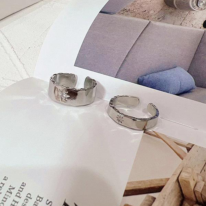 New irregular star-tipped zircon open ring for women, simple, fashionable, individual and niche couple rings, versatile rings full figure