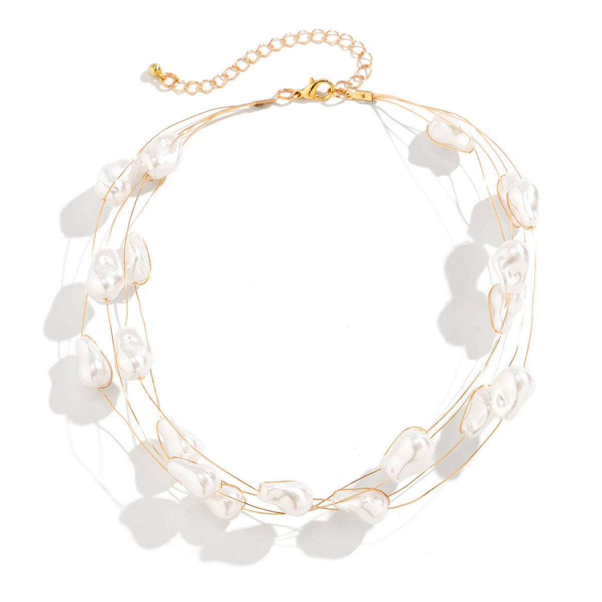 Popular accessories in Europe and America: simple necklace niche retro beaded collarbone chain, baroque imitation pearl necklace for women Item Picture