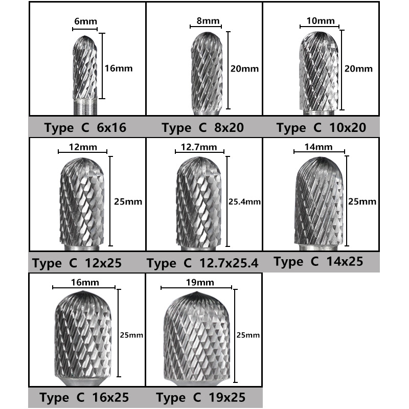6-handle C-type single and double grain hard alloy rotary files, tungsten steel grinding, single-piece metal woodworking grinding and polishing details Picture
