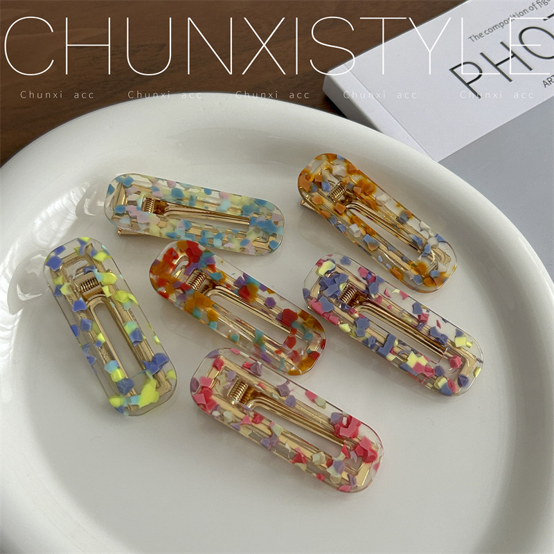 Girlish Hyuna colorful hair clips, retro forest-style side clips, bangs clips, jelly-colored hair clips, Korean headwear and hair accessories details Picture