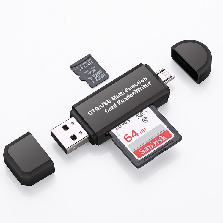 USB 2.0 multi-functional card reader, OTG card reader, SD card 64G mobile TF card reader, factory direct sales full figure
