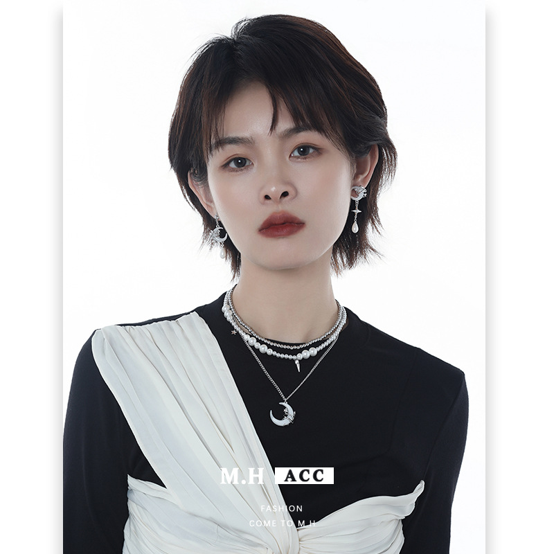 Original pearl moon necklace, a versatile and high-end collarbone chain for women, 2024 new style, elegant and fresh ins necklace Specification drawing