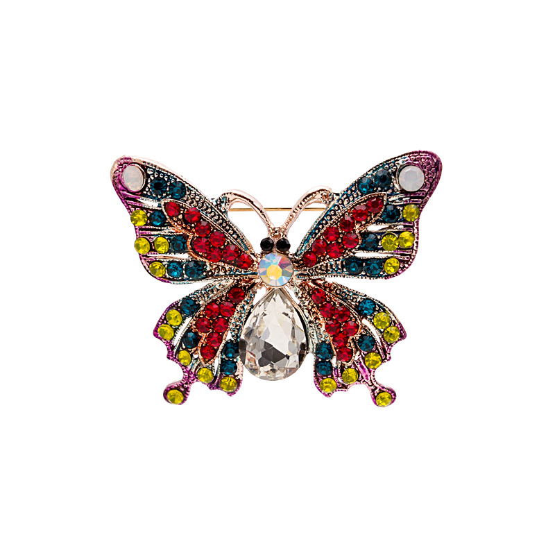 Wholesale of new European and American oil drip enamel alloy studded with colorful diamonds brooches and retro court-style pin accessories Item Picture