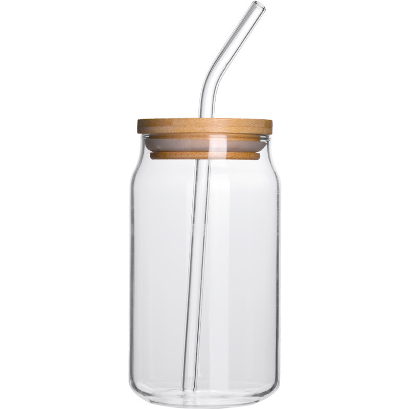 High borosilicate glass cups, Amazon milk tea, coffee and cola cups, popular high-temperature resistant lid straw glass water cups Item Picture