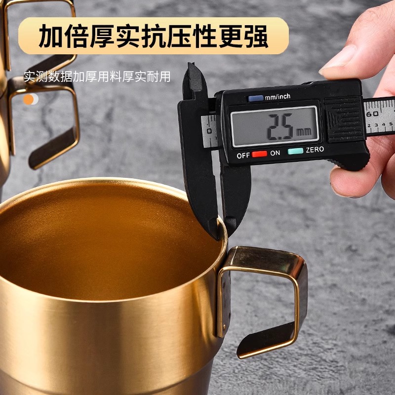Outdoor camping 304 stainless steel double-layer cups, 4-piece set, 6-piece set, coffee cups with handles, insulated cups, beer mugs details Picture