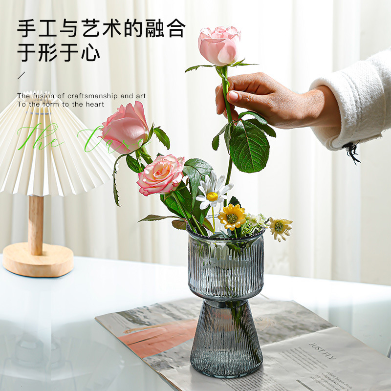 Colorful new glass vase, simple dried flower decoration, flower arrangement, origami vase Specification drawing