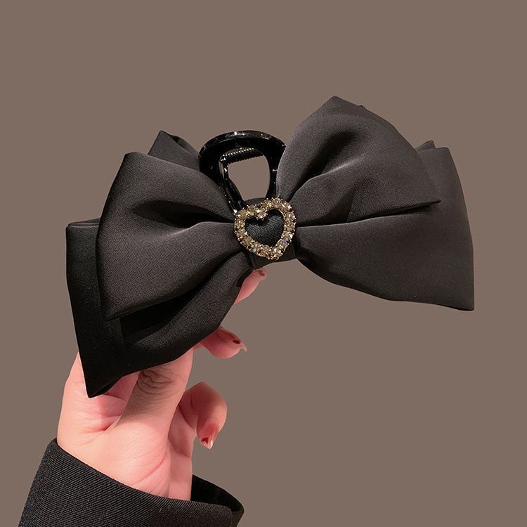 Korean version satin double-sided bow large scratch-off princess headwear on the run, heart-shaped hairpin, updo shark hairpin for women details Picture