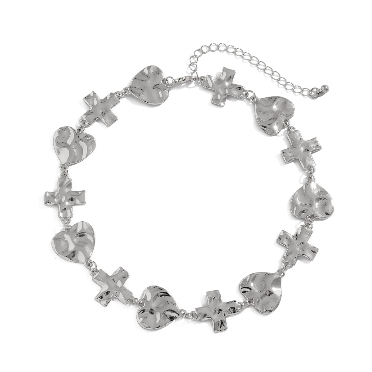 European and American cross-border accessories fashion heart cross patchwork Necklace personality versatile alloy Necklace new style Item Picture